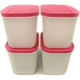 Esranın Dünyası Tupperware Dondurucu Kabı 1,1 L Beyaz-Pembe (4) Kap Buz Kristali Buz Kristali - Abanoz