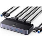 Esranın Dünyası Ugreen HDMI 2.0 Kvm Anahtarı 4K@60Hz USB 3.0 Anahtarı 4 USB Bağlantı Noktası (3*usb 3.0+ USB C) 2 USB Kablosu ve 2 HDMI Kablosu ile 2 Pc Için 1 Monitör ve Klavye, Fare, Yazıcı, U Disk Paylaşımı. - Adaçayı Yeşili