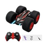 Esranın Dünyası Uzaktan Kumandalı Kırılmaz Sünger Teker 20 Km/h Yapabilen 4x4 Akrobatik Drift Rc Araba LED Işıklı 360° Dönebilen Şarjlı 2.4ghz Takla Atabilen (Kırmızı) - Ahşap