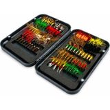 Esranın Dünyası Valkyrie 100 Parça Yapay Sinek Iğne Seti Fly Fishing Kutulu Alabalık Balıkçılık Tüylü Sahte Yem - 0,10 mm - 300 m