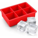 Esranın Dünyası Vios Store 6'lı Jumbo Kare Silikon Buz Kalıbı - 2 Adet | Esnek Yapışmaz Soğuk Kahve ve Kokteyl Buzluk | Bpa Içermez Büyük Boy Kare Buz Yapıcı (Kırmızı) - 1 m