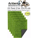 Esranın Dünyası Yapay Çim A4 20X30 cm 5 Adet A4 Boyutunda Maket Çim Dekorati Yapay Çim Halı Teraryum Suni Çim