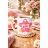 Esranın Dünyası You’re A Star "sen Yıldızsın" Yazılı Porselen Kupa Model 154 – Motivasyon Temalı, Özel Tasarım Kahve & Çay Kupası - Belirtilmemiş - 001 - Beyaz