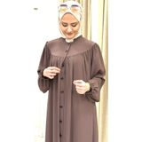 ESRANUR DÜĞMELİ ROBALI EXTRA BOL TESETTÜRE UYGUN KESİM REGLAN KOL FERACE