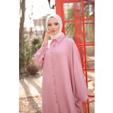 Esre Store 4503 - J-7 - Keten Uzun Tunik Pembe