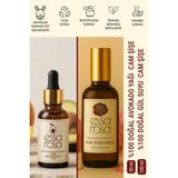 Essa Rosa Avokado Yağı Cam Şişe 30 ml - Gül Suyu Cam Şişe 100 ml - Vegan - Nem Bombası - Işıltı Verici - 2'li Set - yok