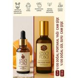Essa Rosa Portakal Yağı Cam Şişe 30 ml - Gül Suyu Cam Şişe 100 Ml- Vegan - Enerji Yükseltici - Saf 2'li Set