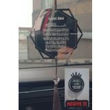 Essa Tasarım Pleksi Çift Taraflı Araba Süsü Altıgen Ayetel Kürsi Dualı, Hediyeli !!! Dikiz Aynası Süsü