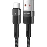 Essager 0.50CM 7A 66W USB To Type-C Süper Hızlı Şarj ve Data Kablosu,süper Dayanıklı Akım ve Isı Korumalı - 0.50 CM - Siyah