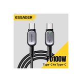 essager 2 Metre E-Marker Çipli Led Işıklı 100W USB-C to USB-C Şarj Kablosu Pd100W Type C Şarj Kablo