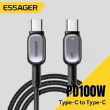 Essager 2 Metre E-Marker Çipli Led Işıklı 100W Usb-C To Usb-C Şarj Kablosu Pd100w Type C Şarj Kablosu