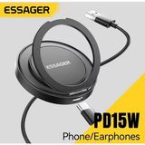 Essager 2'si 1'Arada İphone Telefon + Airpods Şarj Magsafeli Manyetik Kablosuz Şarj Cihazı Apple İçin Uygun Ce+Rohs Lisanslı Serfikalı - Siyah