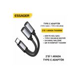essager 60W Şarj 2in1 Type-C to Type-C Dönüştürücü Çevirici Çoklayıcı Hızlı Şarj Type-C Kulaklık Çık