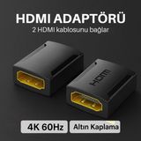 Essager Altın Kaplama 4K 60Hz HDMI To HDMI Çevirici HDMI Uzatma Ekleme Aparatı HDMI Birleştirme Aparatı - Gümüş