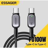 Essager E-Marker Çipli Led Işıklı 1 Metre 100W Usb-C To Usb-C Şarj Kablosu Pd100w Type C Şarj Kablosu