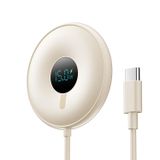 ESSAGER LED Güç Ekranlı 15W Manyetik Kablosuz Şarj Cihazı, Manyetik Şarj Cihazı, iPhone 15/15 Plus/15 Pro/15 Pro Max/14/13/12 Serisi, Airpods 2/3/pro/pro 2 (Adaptör Dahil Değildir) (Bej)
