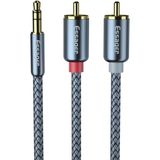Essager Proseri 1mt 3.5mm Jack To Rca Kablo Rca Stereo Hifi Ses Sistemi Kablosu Kopmaz Kablo - Gri
