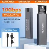 Essager SUNKANDI M.2 Ssd Nvme+M.2 Sata Muhafaza KUTUSU CE Lisanslı Çift Protokol 2280/2260/2242/2230/ 10Gbps Gen 3x2 Yüksek Hızlı Son Nesil Teknoloji Metal Sağlam Orjinal - Gri