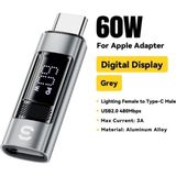 Essager Type-C To İphone Lightning 60W Hızlı Adaptör Çevirici CE/FC/ROHS Lisanslı Dijital Göstergeli Son Nesil Teknoloji