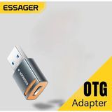 Essager Usb 3.0 To Type-C 5A 5Gbps Hızlı Çevirici CE/FC/ROHS Lisanslı Dönüştürücü Adaptör Yeni Tip Led Işık Metal Sağlam Yeni Nesil Son Teknoloji Orjinal