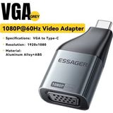 Essager VGA To Type-C Adaptör Çevirici Dönüştürücü 1080P 60Hz Ce Lisanslı Metal Sağlam Orjinal