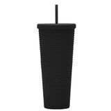 Essasea 24oz Tamamen Çivili Bardak. Kapaklı ve Samanlı Mat Siyah Çivili Bardak. Yeniden Kullanılabilir Çift Duvarlı Yalıtımlı Seyahat Bardağı. Buzlu Kahve Smoothie için Plastik Akrilik Pastel Renkli