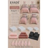 Essdi Home Tekstil Yeni Ev & Çeyiz Seti – Paket 3 Pudra/Gri - Gri - Pudra