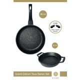Esse Granit Döküm 28 cm Tava ve 20 cm Sahan Seti Siyah E0074