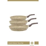 Esse Granit Döküm 3'lü Tava Seti Krem 20 Cm/24 Cm/28 cm E505 - Kahverengi