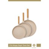 Esse Granit Döküm Ahşap Saplı Tava Set 16 cm 20cm 24 cm