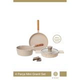 Esse Granit Döküm Mini Tava Sahan Sütlük Cam Kapaklı Set 16 Cm