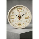 ESSEN DESİGN Modern Vintage Gold Krem Detaylı Dekoratif Duvar Saati - Salon Mutfak Ofis İçin Estetik Sessiz Akar Mekanizma