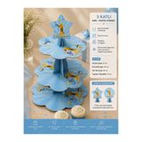 essen party 1 Yaş Mavi 3 Katlı Karton Kek Cupcake Pasta Standı 31 cm Doğum Günü Sunum Standı