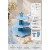 essen party İyi ki Doğdun Mavi Yıldızlı 3 Katlı Karton Kek Cupcake Pasta Standı 31 cm Doğum Günü