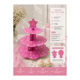 essen party İyi ki Doğdun Pembe Yıldızlı 3 Katlı Karton Kek Cupcake Pasta Standı 31cm Doğum Günü