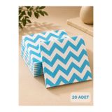 essen party Mavi-Beyaz Zigzag Desenli Kağıt Parti Peçetesi 33x33 cm Çift Katlı 20 Adet