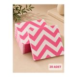essen party Pembe-Beyaz Zigzag Desenli Kağıt Parti Peçetesi 33x33 cm Çift Katlı 20 Adet