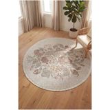essense Home&Living Dopamin Karabağ Çiçek Desenli Oval Halı Modern Dokuma Taban Salon Oturma Odası Vintage Halı 0J597A_CREAM