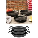 Essenso 3lü Set Döküm Siyah Granit Sahan Tava 22cm-20cm-18cm