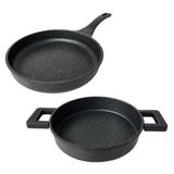 Essenso Döküm Gövde Granit İç Yüzey 26cm Tava Ve 20 Cm Sahan Seti Silikon Tutacaklı 2'li SET