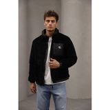 Essenza Oversize Peluş Mont Ceket Kalın Polar Dokulu Cepli Tasarım - 2XL - Siyah