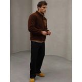 Essenza Unisex Oversize Peluş Mont Ceket - Kahverengi