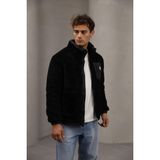 Essenza Unisex Oversize Peluş Mont Ceket Kalın Polar Dokulu Cepli Siyah Tasarım