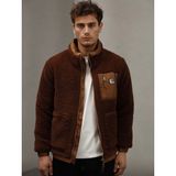 Essenza Unisex Oversize Peluş Mont Ceket - XL - Kahverengi