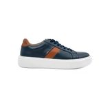 Eşsiz El Yapımı Fazer Lacivert-Kahve Hakiki Deri Erkek Spor (Sneaker) Ayakkabı