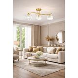Esslight Ahenk 3 Lü Eskitme Kristal Taşlı Salon Mutfak Yatak Odası Plafonyer Avize