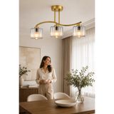 ESSLİGHT Ahenk 3’lü Eskitme Plafonyer Kristal Taşlı Avize Salon Mutfak Yatak Odası