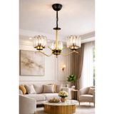 Esslight Ayla 3’lü Eskitme Kristal Taşlı Avize Salon Mutfak Yatak Odası Modern Aydınlatma - Eskitme - Siyah
