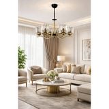 Esslight Ayla 5'li Eskitme Kristal Taşlı Metal Avize Modern Tasarım Renkli Salon Aydınlatması - Eskitme - Siyah