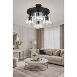 Esslight Eslem 4’lü Kristal Taşlı Modern Avize Salon ve Yemek Odası Aydınlatması - Siyah